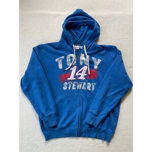 NASCAR Mens Extra Large Zip Hoodie Blue Tony Stewart 14 Racing Sweatshirt